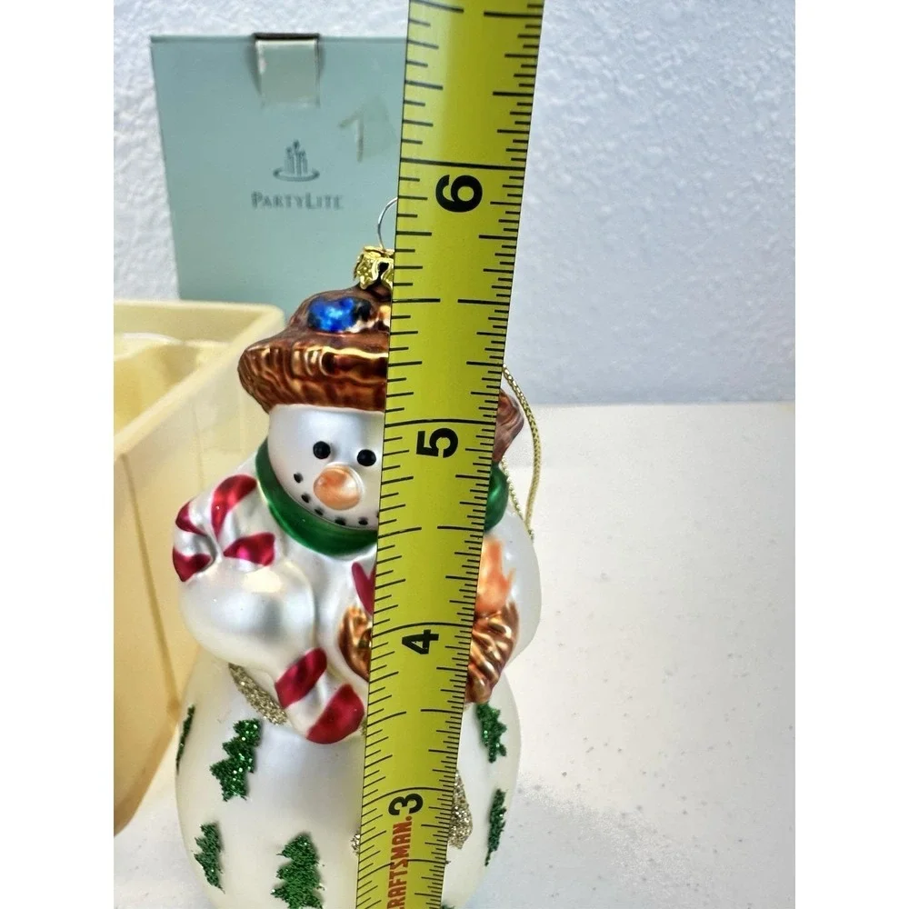 Vintage Party Lite P7632 Snowbell Snowman Mom Glass Ornament Partylite Christmas